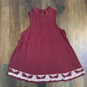 Maroon high neck flowy tank